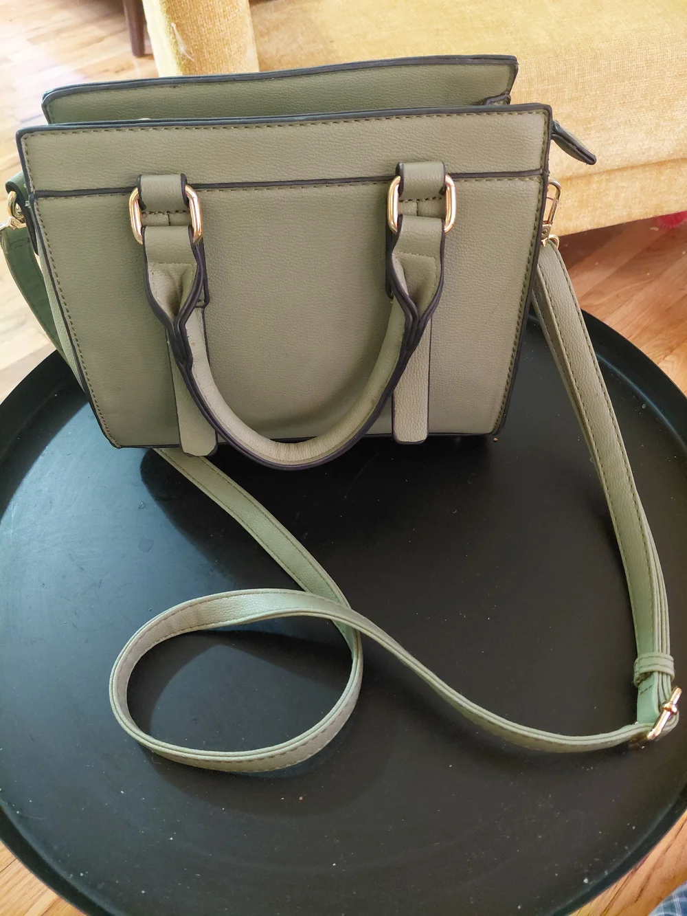 Olive Green Structured Satchel Handbag - Versatile Crossbody
